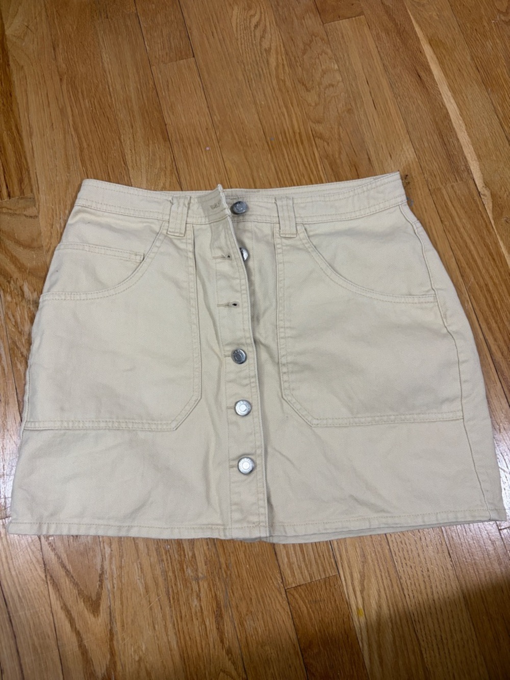 Old Navy Button-Front Cream Mini Skirt